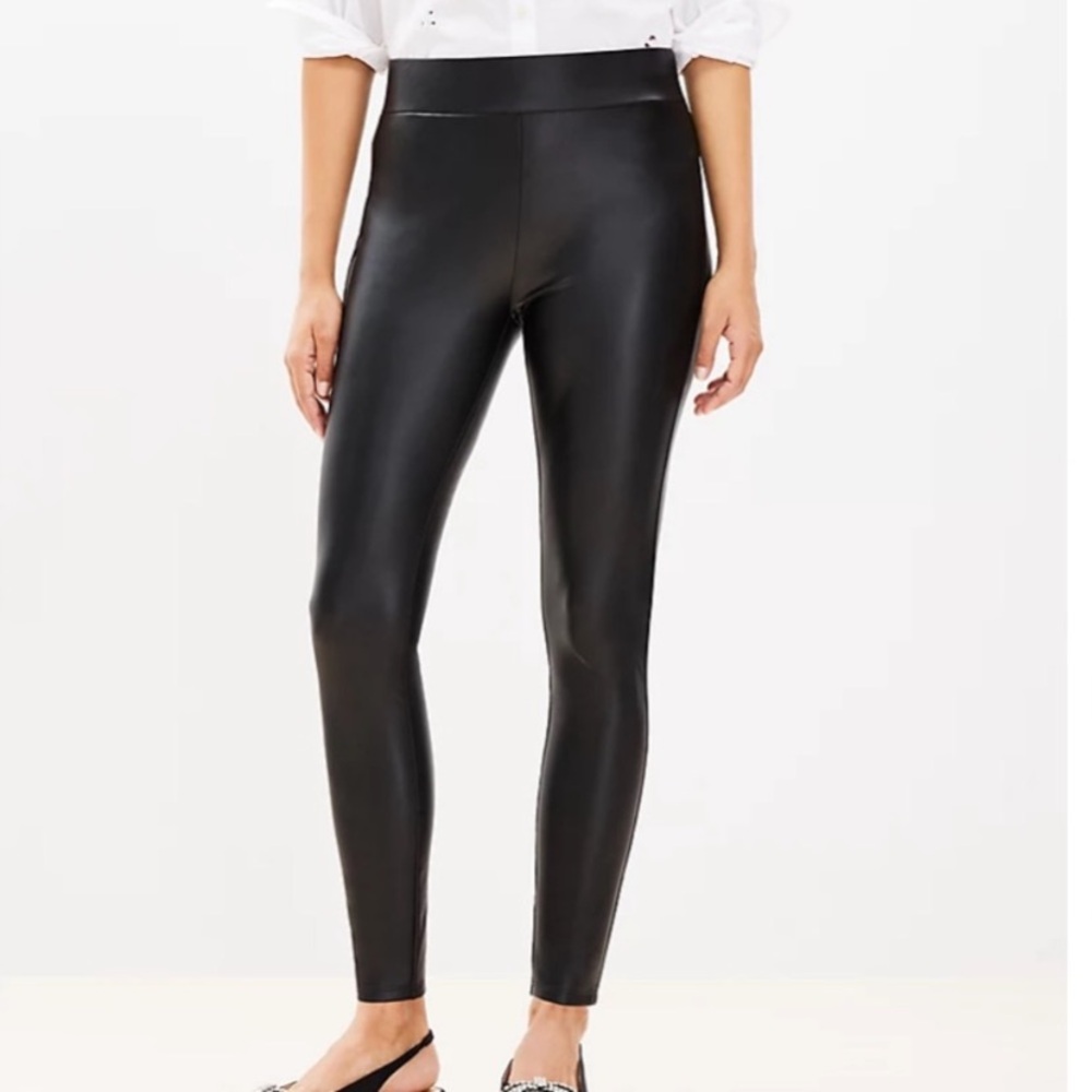 LOFT Black Faux Leather Pull On Leggings